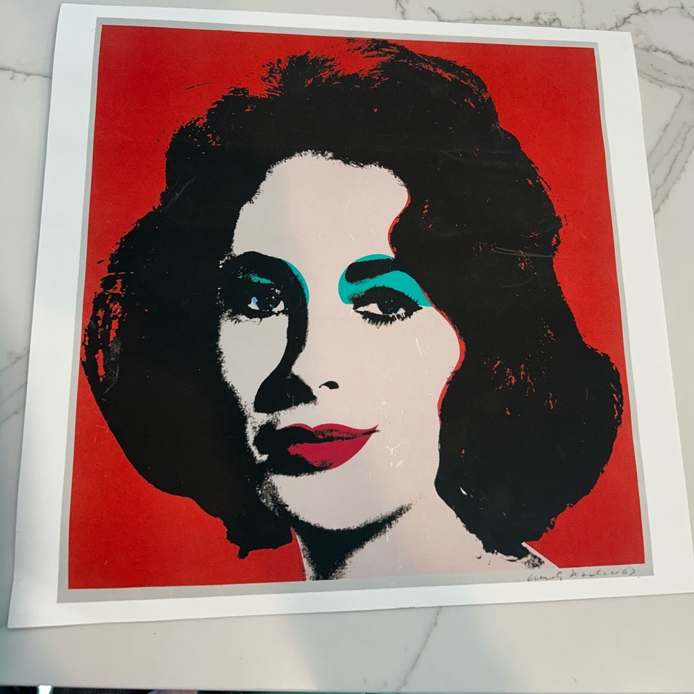 Warhol Signed 1967 Print Liz Taylor 14.5" X 14"